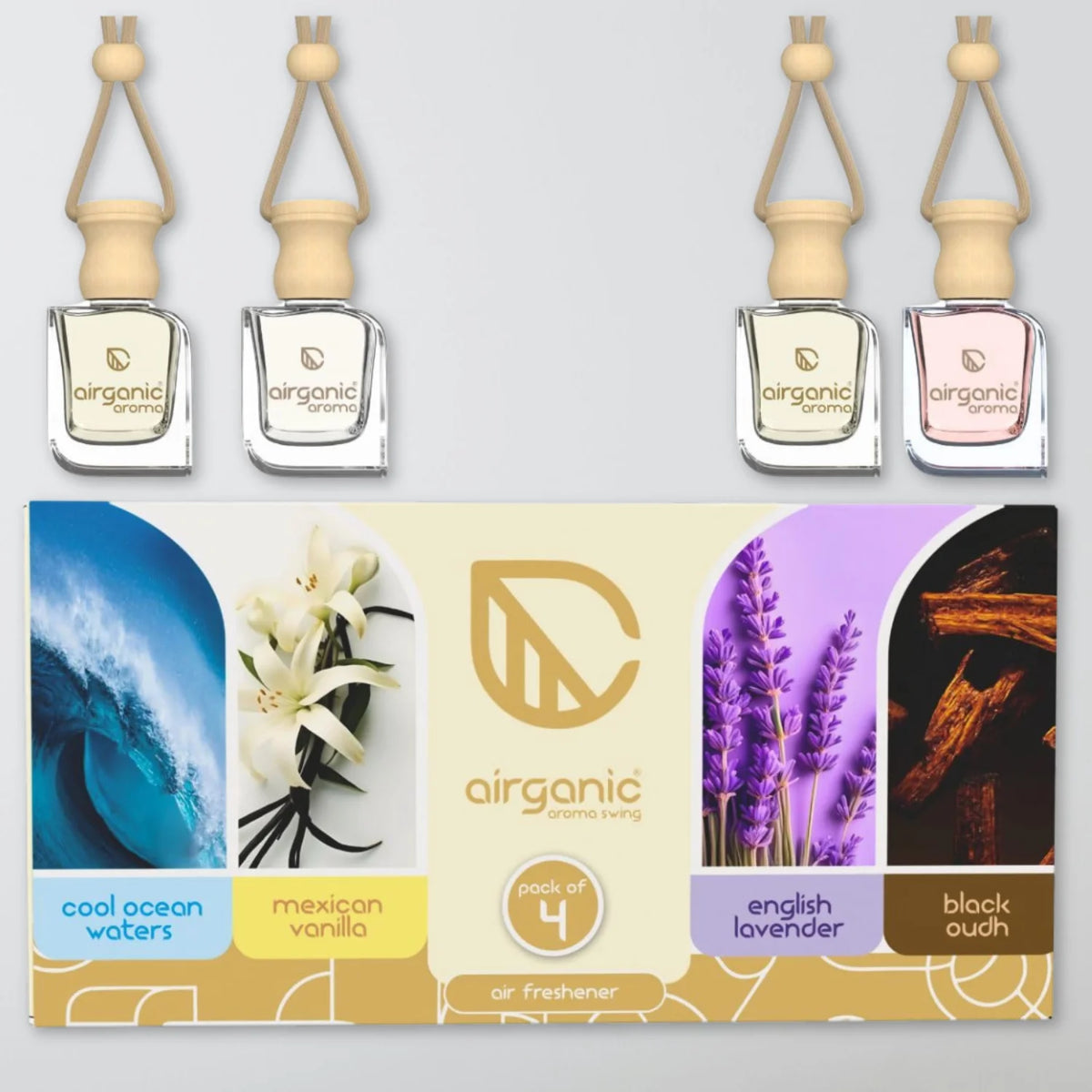 Airganic Pack 4 Aroma Swing Hanging Car Perfume